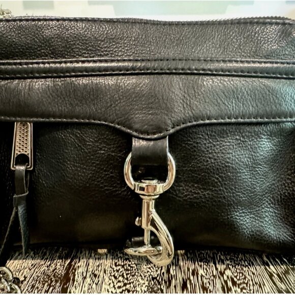 Rebecca Minkoff Purse Black Leather Mini MAC Silver Hardware Crossbody Bag Studs - Picture 3 of 9